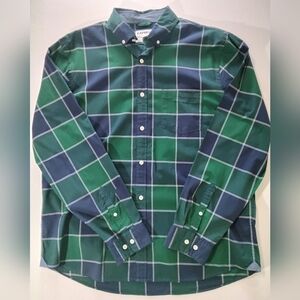 Express Shirt Mens XL Green Blue Plaid Button Down Slim Fit Academia Casual Fall